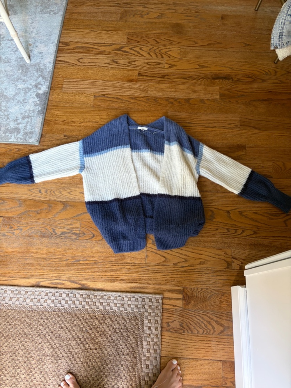 Z Supply Striped Open-Front Cardigan - Navy & Cream